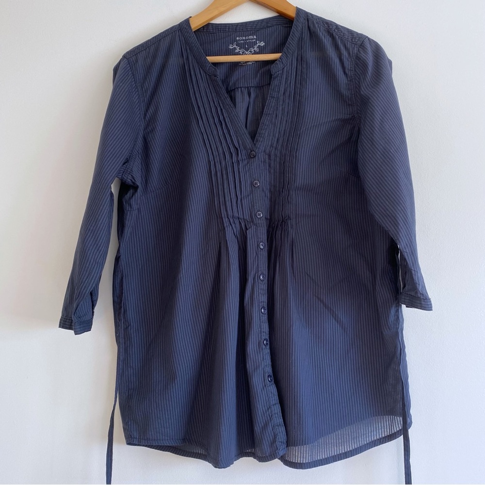 2/$16 Sonoma Buttoned Striped Pleated Shirt